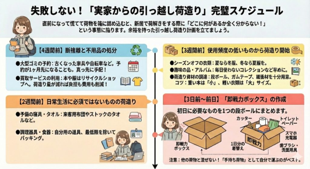 実家から引っ越し！スムーズな荷造り完全ガイド【持っていくもの・残す