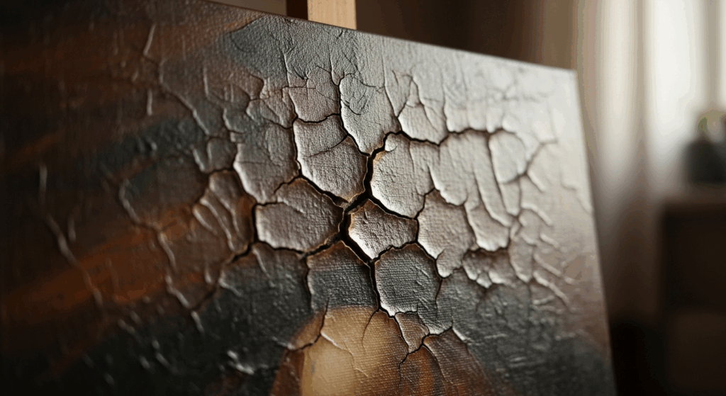 ひび割れの入った油絵