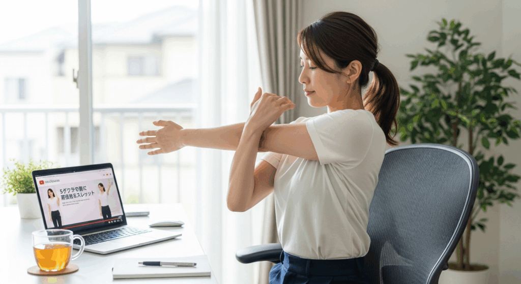 短時間エクササイズ動画を見ながらストレッチ