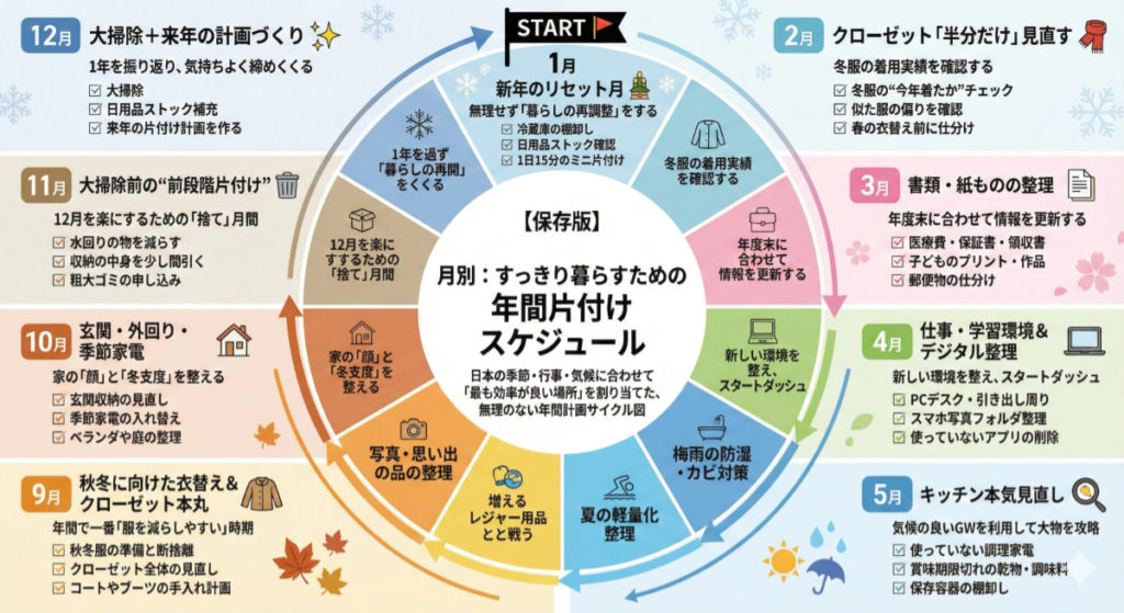 すっきり暮らすための年間片付けスケジュール