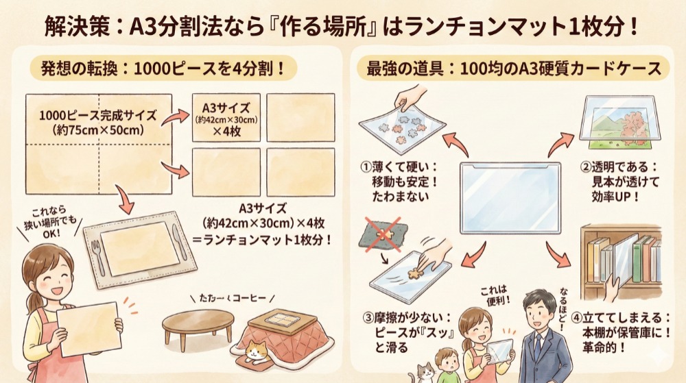 パズル1000ピースを４分割