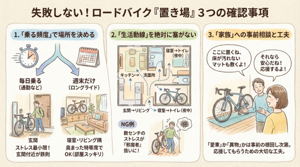 失敗しないロードバイクの置き方