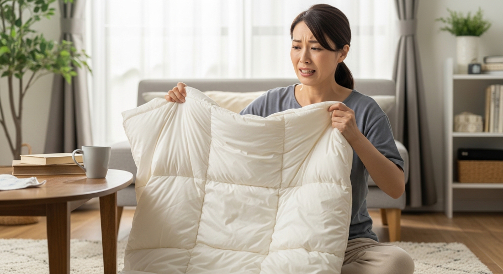 圧縮してしまった羽毛布団