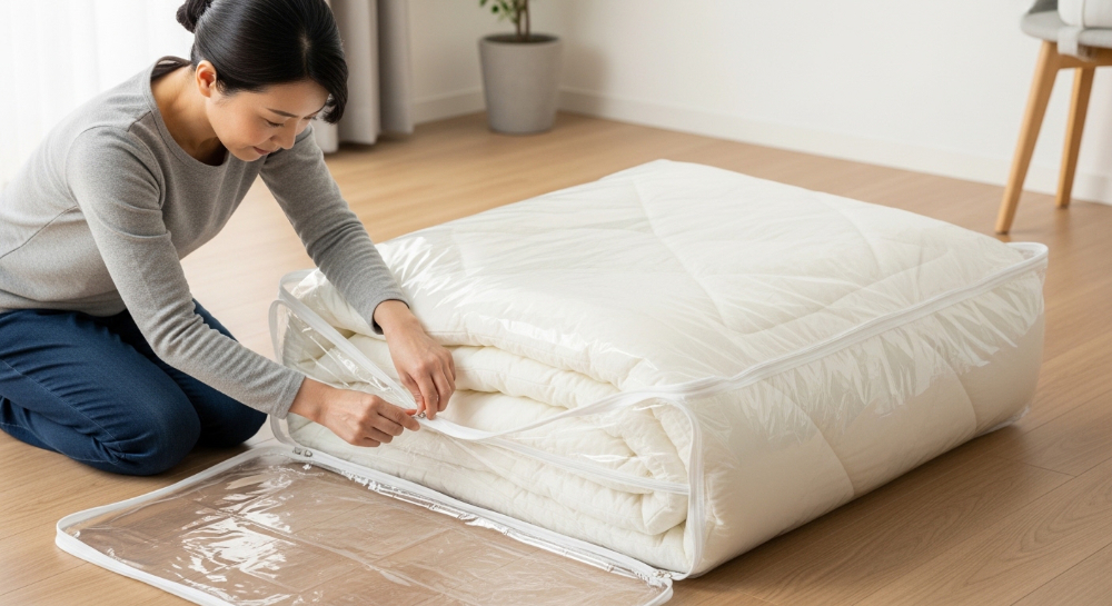 布団の購入時のビニール袋に入れる