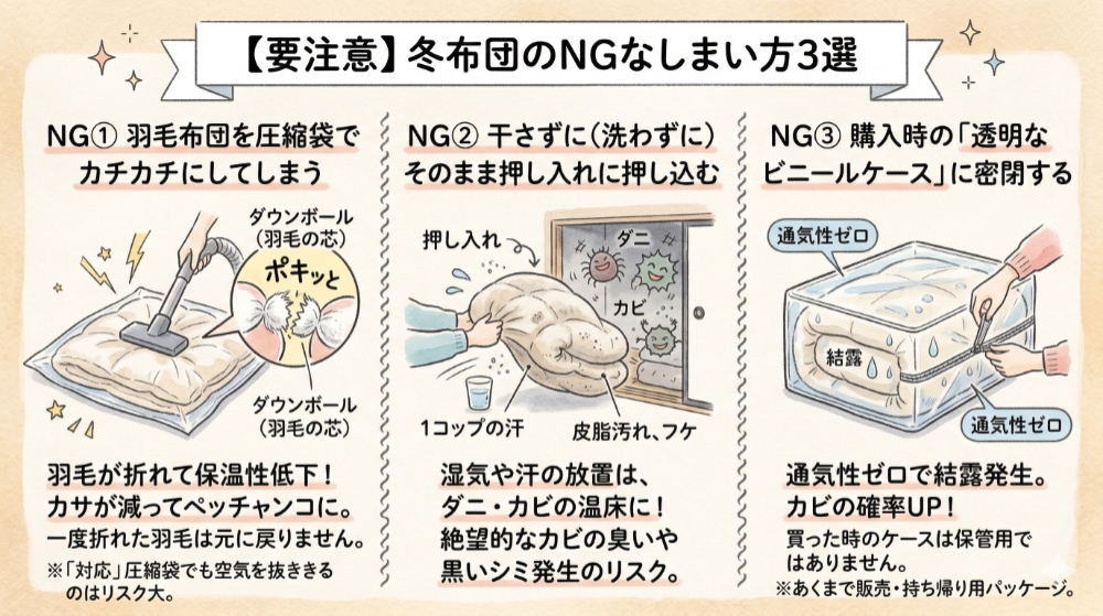 【要注意】冬布団のNGなしまい方3選